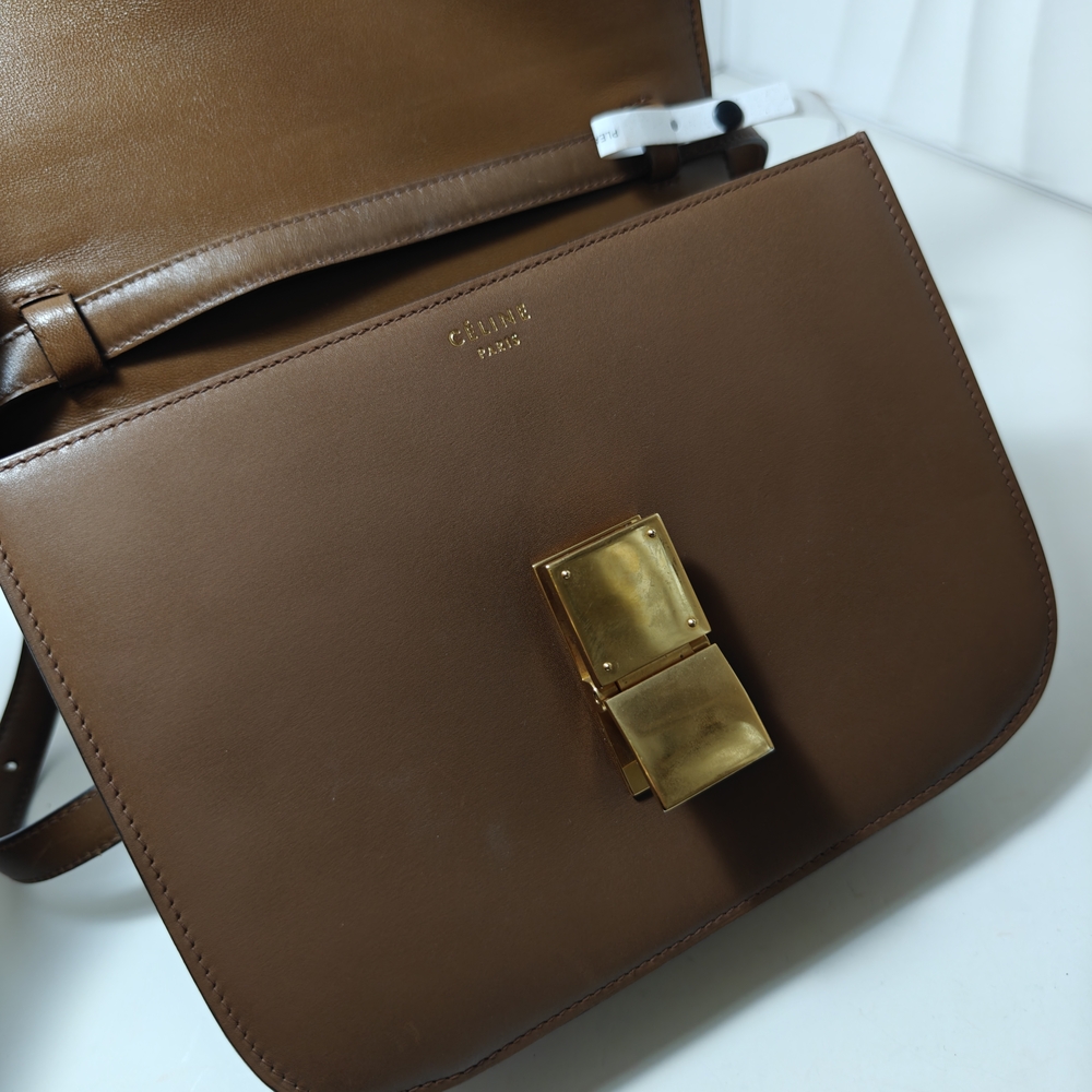 Celine Classic Box Flap Medium Calfskin Leather Bag Caramel - Picture 8 of 16